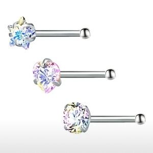 Nose Ring 3 Pcs/Set Inlaid Heart-Star-Round Shaped
Zirconia Stainless Steel Stud